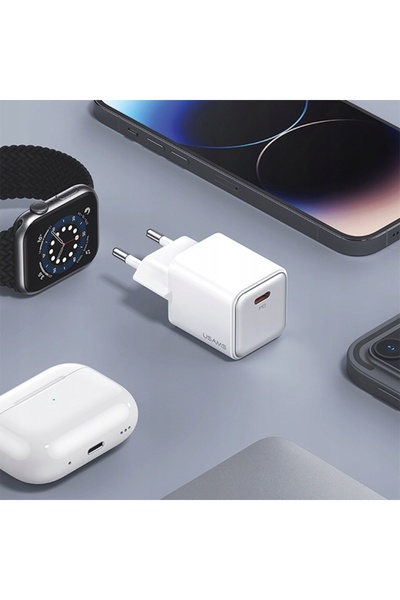 NO BRAND Încărcător de perete USAMS 1xUSB-C PD20W PD3.0 + Cablu USB-C/Lightning