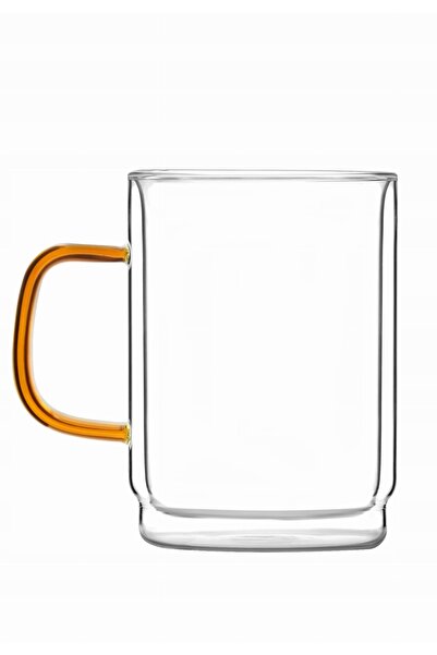 NO BRAND VIALLI 2 CĂNI DE STICLĂ AMBRĂ CAFEA LATTE CEAI CACAO ÎNALTĂ 350 ml