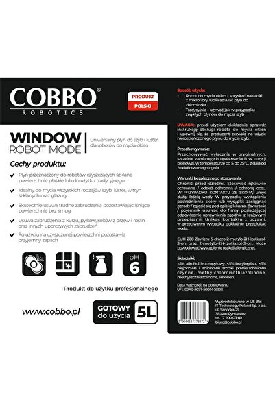 NO BRAND COBBO Soluție de curățare pentru ferestre, tip robot 5000 ml