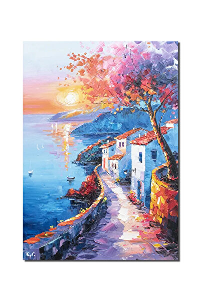 artnova Ръчно рисувана картина на залез в Амалфи, Италия, Ъгълът на небето, 7...