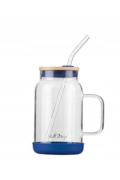 NO BRAND VIALLI CUP Borcan de sticlă cu pai pentru băuturi, sucuri, cafea FUO...