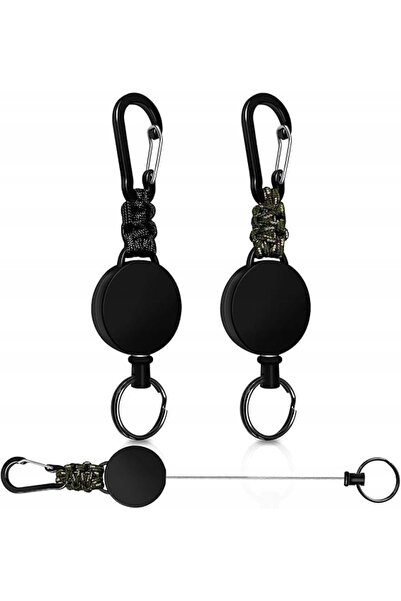 NO BRAND Breloc retractabil 2 bucăți Breloc retractabil cu carabină pentru le...