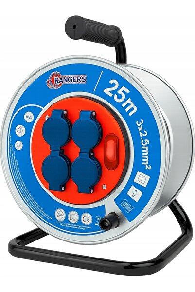 ASA Tambur cablu prelungitor 25m |   3x2.5mm² |   Tobă metalică |   4 Prize |