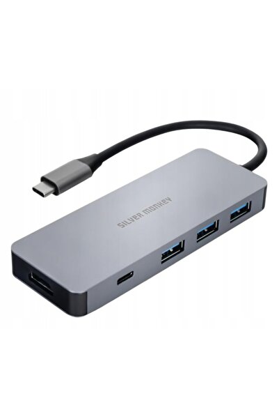 NO BRAND Silver Monkey Adaptor USB-C - HDMI 3xUSB USB-C PD 100W