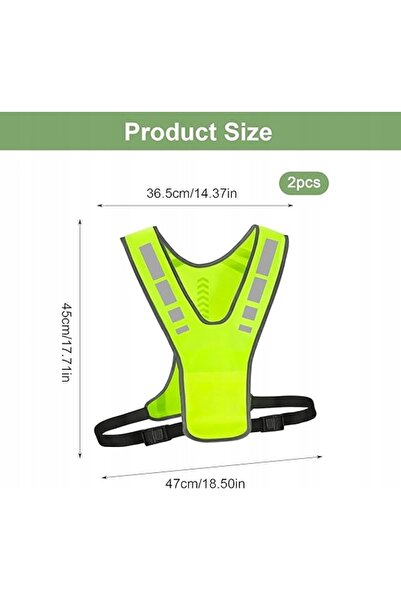 NO BRAND 2 bucăți Vestă reflectorizantă reglabilă, ușoară, pentru siguranța c...