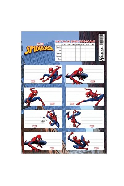 Keskin Navy Blue Themed Spider-Man School Folder with Lesson Schedule, 3 Shee...