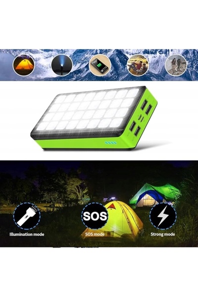 NO BRAND POWERBANK SOLAR USB-C 32 LED 30000 mAh 4x USB Verde