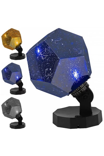 Teno Proiector rotativ cu stele, lumină de noapte, 3 culori, negru