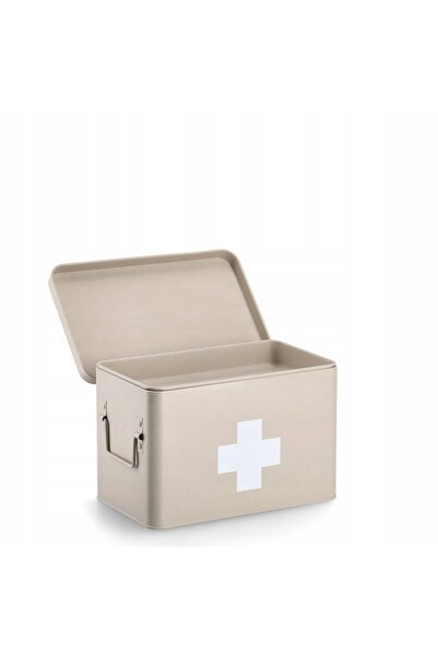 zeller Cutie metalică pentru medicamente, bej, cu capac, 32x20x21