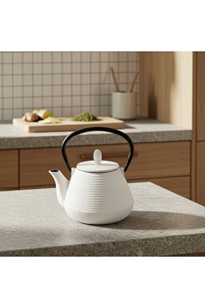 AROMELIO Fierbător de ceai alb cu infuzor de ceai tip jeleu 1000 ml YUKI