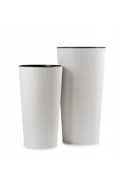 HowHomely Set de 2 ghivece albe înalte, subțiri, elegante, pentru living.