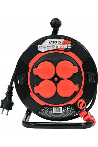yato Cablu prelungitor pe tambur pentru construcții 20 m, 4 prize, 3x1,5 mm