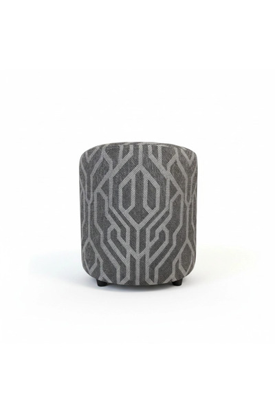 Elanora Home Premium Keten Dokulu Tasarım Puf | Modern Geometrik Desenli