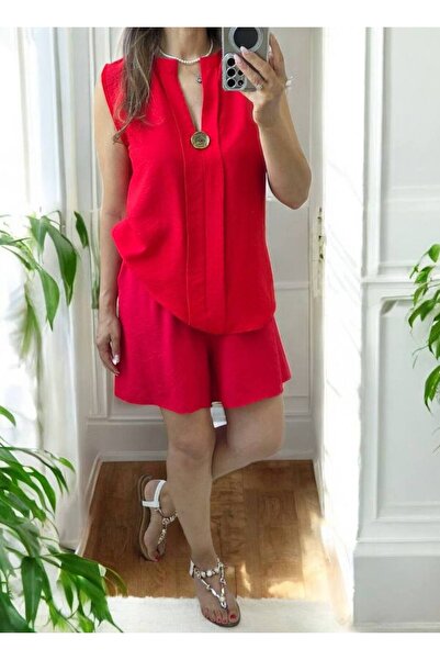 MAXORA SHOP Compleu din vascoza Mikaela - Rosu