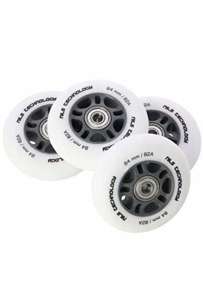 Nils Extreme Set de roți de cauciuc pentru patine cu rotile, 84 mm, albe, 8 b...