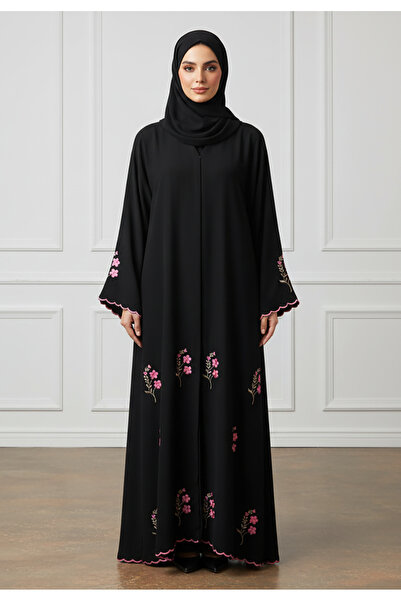 Nukhbaa Scalloped Floral Abaya|Nida Fabric