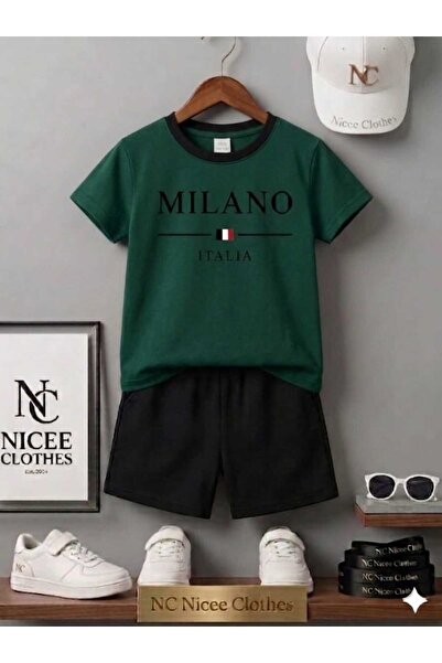 Leto Lykia Summer Children's T-Shirt Shorts Unisex (Black Milan Striped Italy...