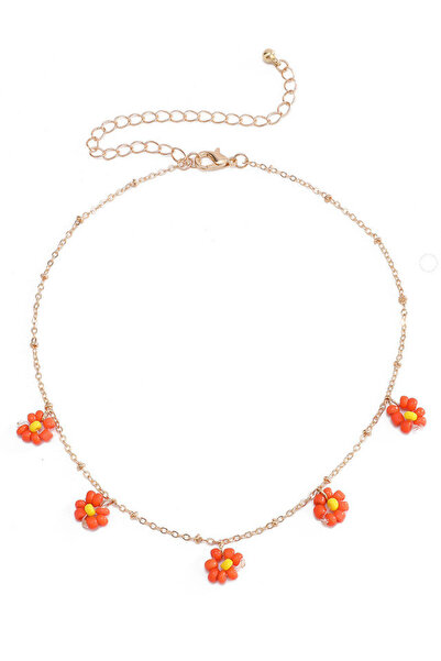 VeeShop Colier delicat si vesel, lantisor subtire cu floricele din margelute ...