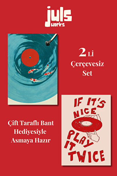 Juls Works Plak ve Muzik 2'li Set Poster Duvar Sanatı