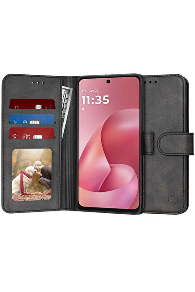 Techsuit Husă pentru Motorola Moto G57 Power, tip agendă, negru - negru