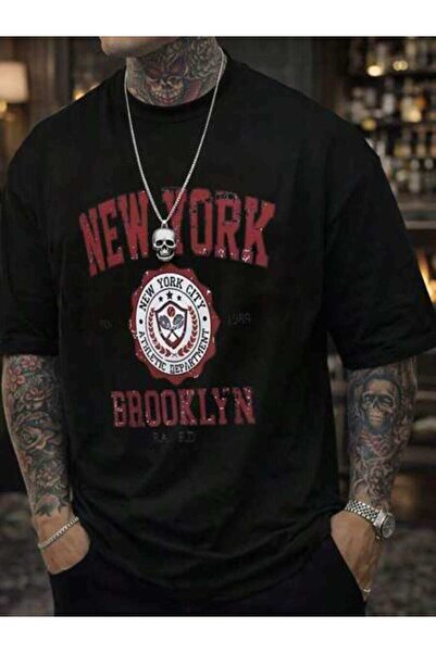2BIR Men's New York Brooklyn NYC Graphic T-Shirt - Oversized Round Neck,Men V...
