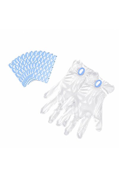 Nevara Nylon Gloves 100 Pcs Transparent Disposable Gloves with Wrist Fastenin...