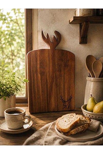 ARTASIX Natural Walnut Wood Handmade Cutting and Presentation Board with Deer...