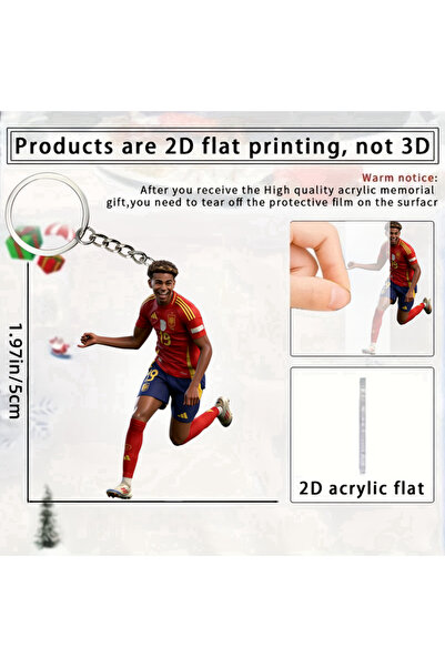 Choice1 5CM-Q107 Soccer Star Yamal Keychain,2D Flat Acrylic Pendant,Cartoon F...