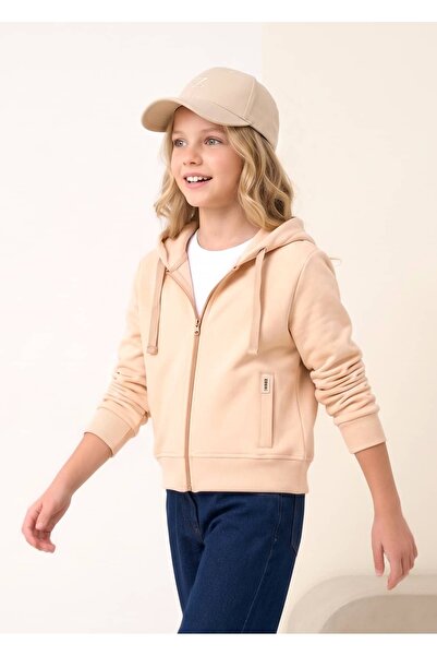 Ozmoz By Mukadder Özden Organic Hooded Orange Girls' Sports Jacket