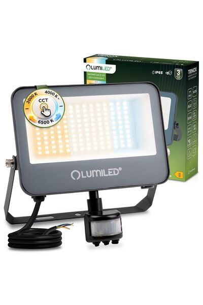 Lumiled Proiector LED TRINOX 50W 5500lm CCT IP65 Gri cu senzor de mișcare și ...