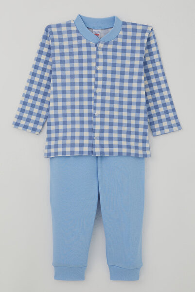 Breeze Baby Boy Pajama Set with Plaid Pattern and Snap Fasteners on the Front...