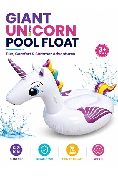 zeetwo Giant Unicorn Pool Float for Kids & Adults, Extra Large Inflatable Rid...