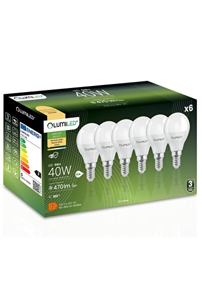 Lumiled 6x Bec LED E14 tip bilă P45 5W = 40W 470lm 3000K Cald 180 °