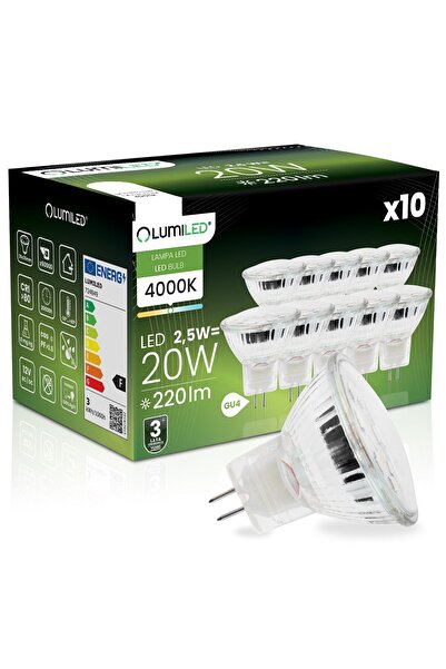 Lumiled 10x Bec LED GU4 Spot MR11 2.5W = 20W 220lm 4000K Neutră 120 °   12V