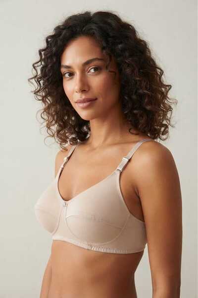 bill liza Pack of 4 Skin Color Cotton Sponge-Free Underwire-Free Women's Combed Cotton Bras - with Sleep Band and Gift