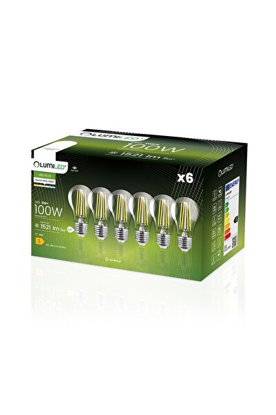 Lumiled 6x Bec LED E27 A60 11W = 100W 1521lm 4000K Neutru 360 °   FILAMENT