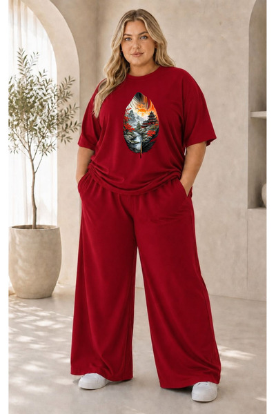 classy moda Women's Plus Size Premium Oversize Cotton 2-Piece Tracksuit Set C...