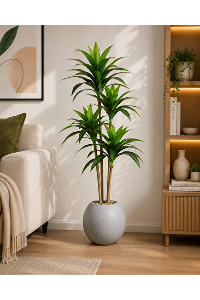 N.zone 145cm Tall Artificial Corn Plant with Modern Planter (Height 30cm, Wid...