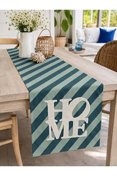 Pilloveland Punch Embroidered Suede Runner 40X140 cm - Yeşil Home