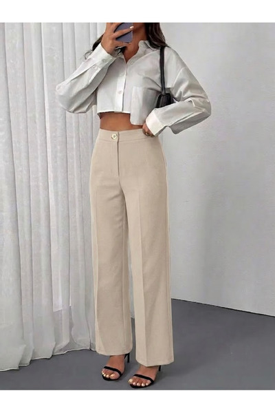 BORCKA TEKSTİL The Most Showy Fabric Pants of the Season, with a High-Waisted...