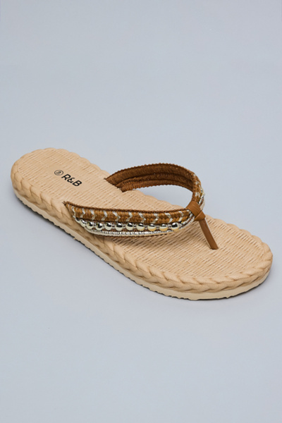 R&B Embroidered Strap Flip-Flops