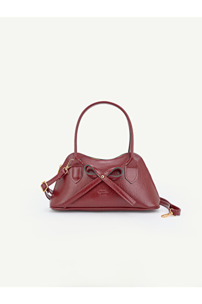 SHAKA Burgundy Shk335 Women's Hand, Arm and Shoulder Bag with Bow Detail and ...