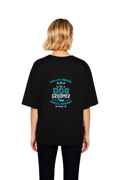 PayBuy Women's Oversize Dog Groomer Printed Short Sleeve T-Shirt 100% Cotton ...