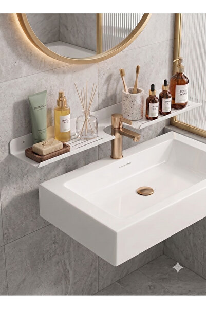 EVA METAL TASARIM Çok Amaçlı Lavabo Üzeri Düzenleyici, Banyo Rafı, Raf 60 Cm