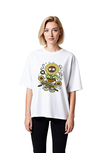PayBuy Tricou supradimensionat cu imprimeu grafic pentru femei, cu tematică m...