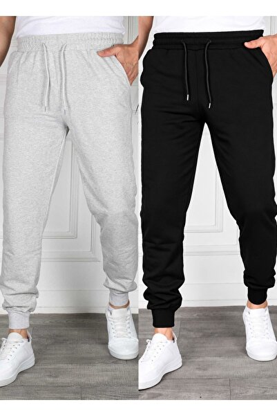 TORUK MAKTO Set of 2 Unisex Ribbed Leg Sweatpants Jogger Comfortable Fit Dail...