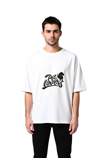 PayBuy Men's Oversize T-Shirt with Dog Print and Pet Lovers Text, Relaxed Fit...