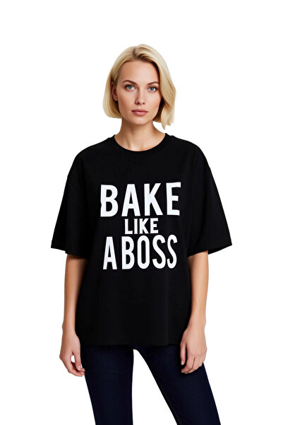 PayBuy Γυναικείο μπλουζάκι με στάμπα oversize, με στάμπα Cake Bake Like a Bos...