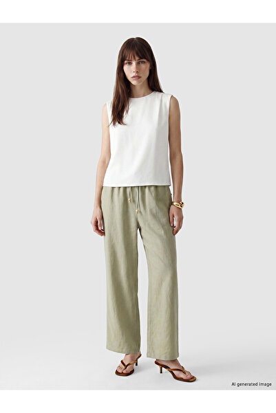 LC Waikiki I Beli Women's 100% Linen Trousers with Drawstring from Freezen Store