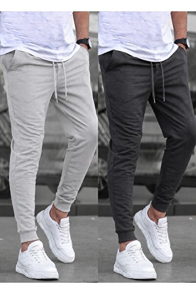 TORUK MAKTO Set of 2 Unisex Ribbed Leg Sweatpants Jogger Comfortable Fit Dail...